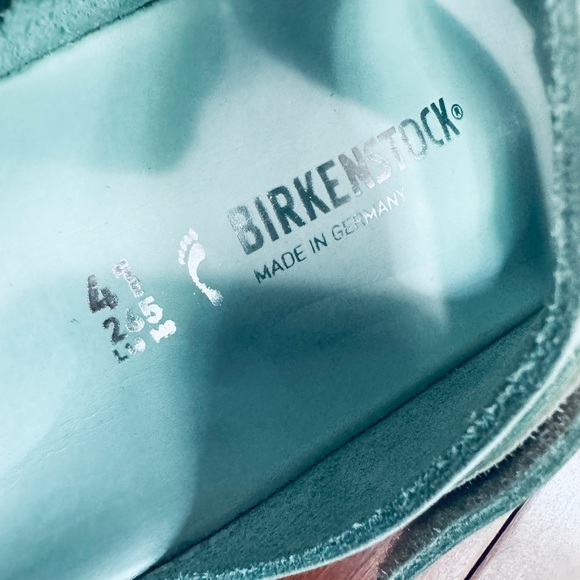 Birkenstock Uji Nubuck shine Leather straps slide sandals in surf green various - Picture 16 of 16